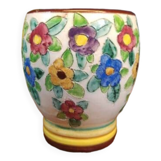 Vase en céramique vintage motifs fleuris