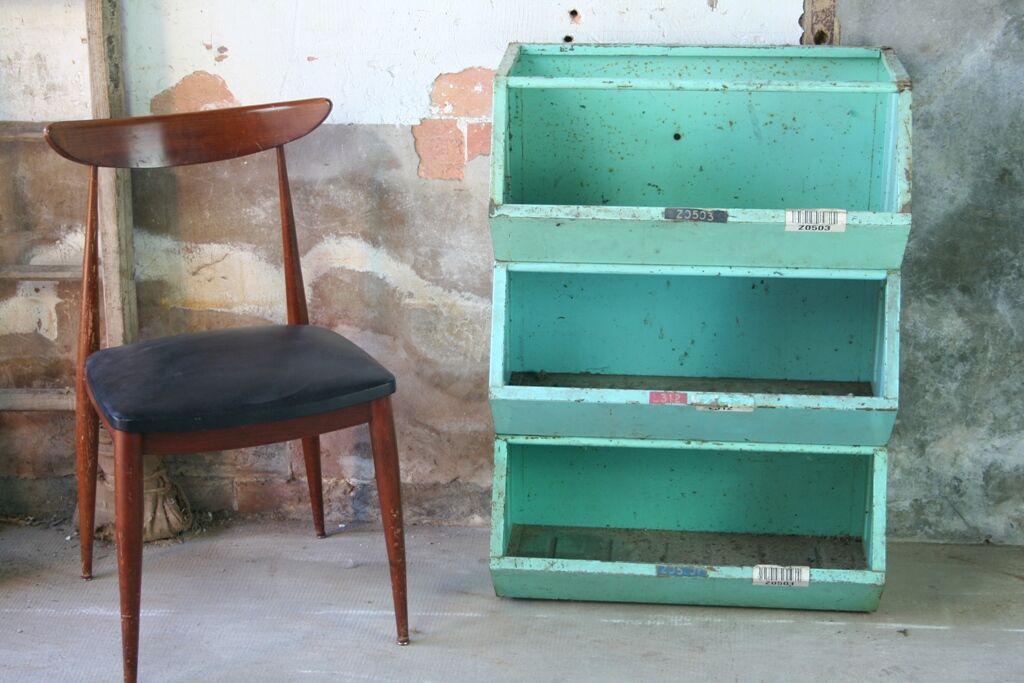 Industrial craft furniture bin storage locker stackable 1950