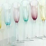 Set of 10 colorful champagne flutes