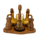 OLIVE OIL WOODEN SERVANT -VINAIGRE - SALT-PEPPER-MUSTARD