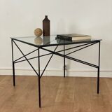 Coffee table in glass and wrought iron