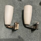 Chrome & opaline glass sconces, 1970