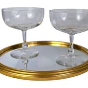 Round mirror tray in gold metal D.23