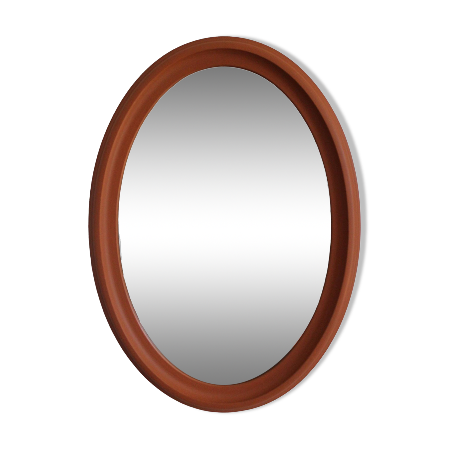 Terracotta patinated oval mirror