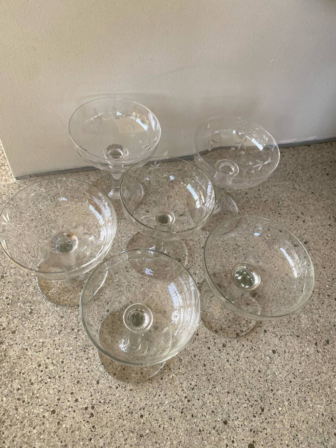 Assortment of 6 champagne glasses