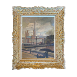 Tableau hsp "port de rouen" par jean arnavielle (1881-1961)