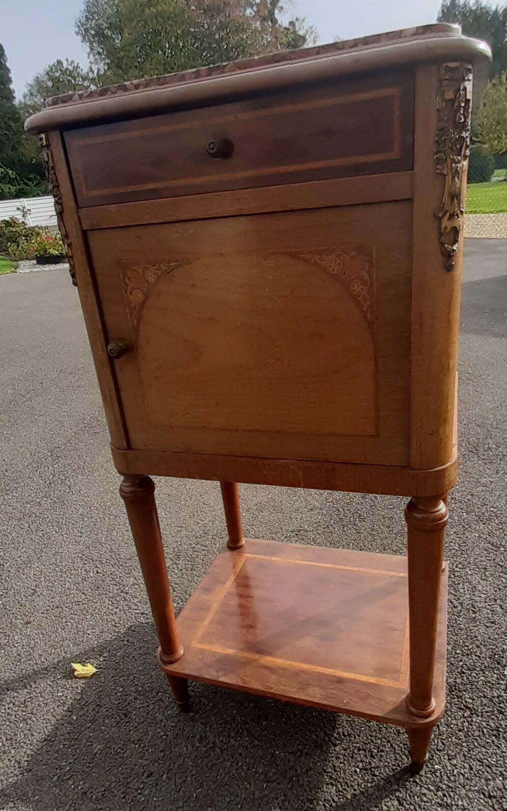 Pink marble bedside table