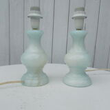 Pair of light blue alabaster lamps