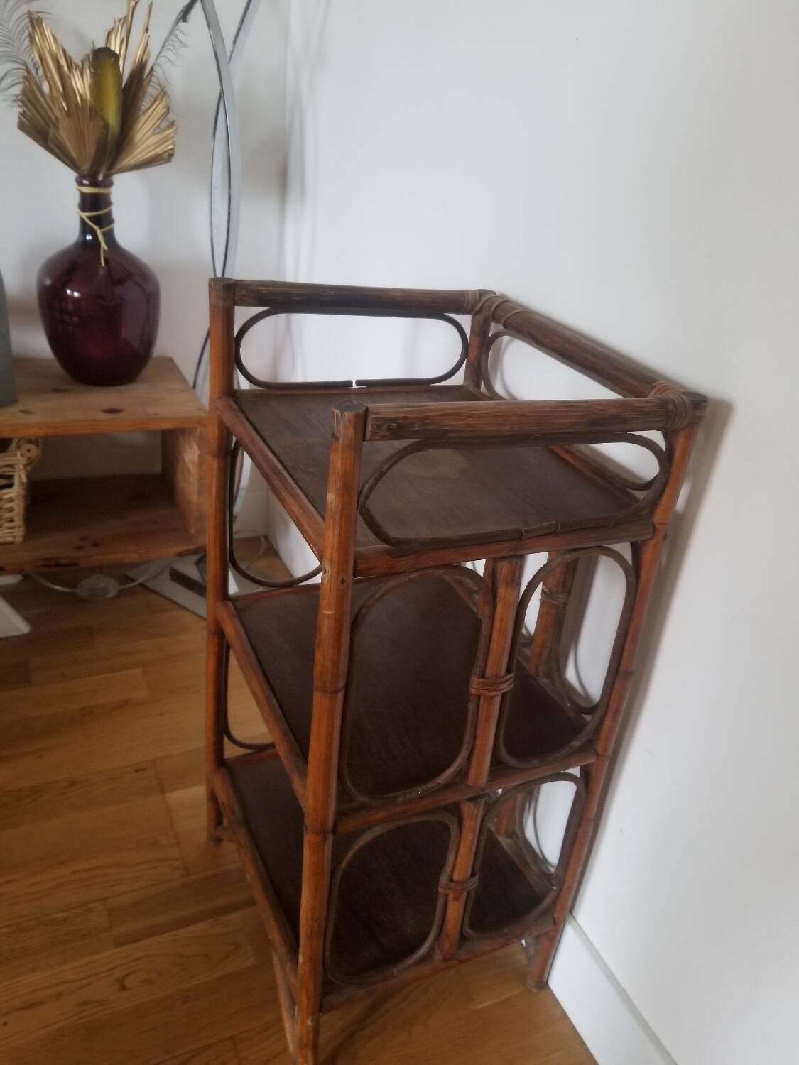 Vintage rattan shelf