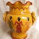 Vase pitcher Vallauris vintage yellow 3 Spanish dancers 50s