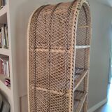 Emmanuelle style bookcase shelf in vintage rattan