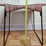 Raoul Guys stool for Airborne in wicker and lacquered steel 50s