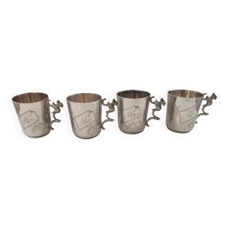 4 solid silver cups with mercury mark