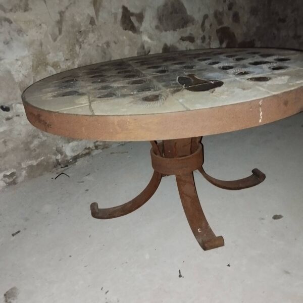 Table basse Paon céramique Vallauris Barrois