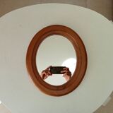 Vintage oval mirror in solid oak 36*31 cm