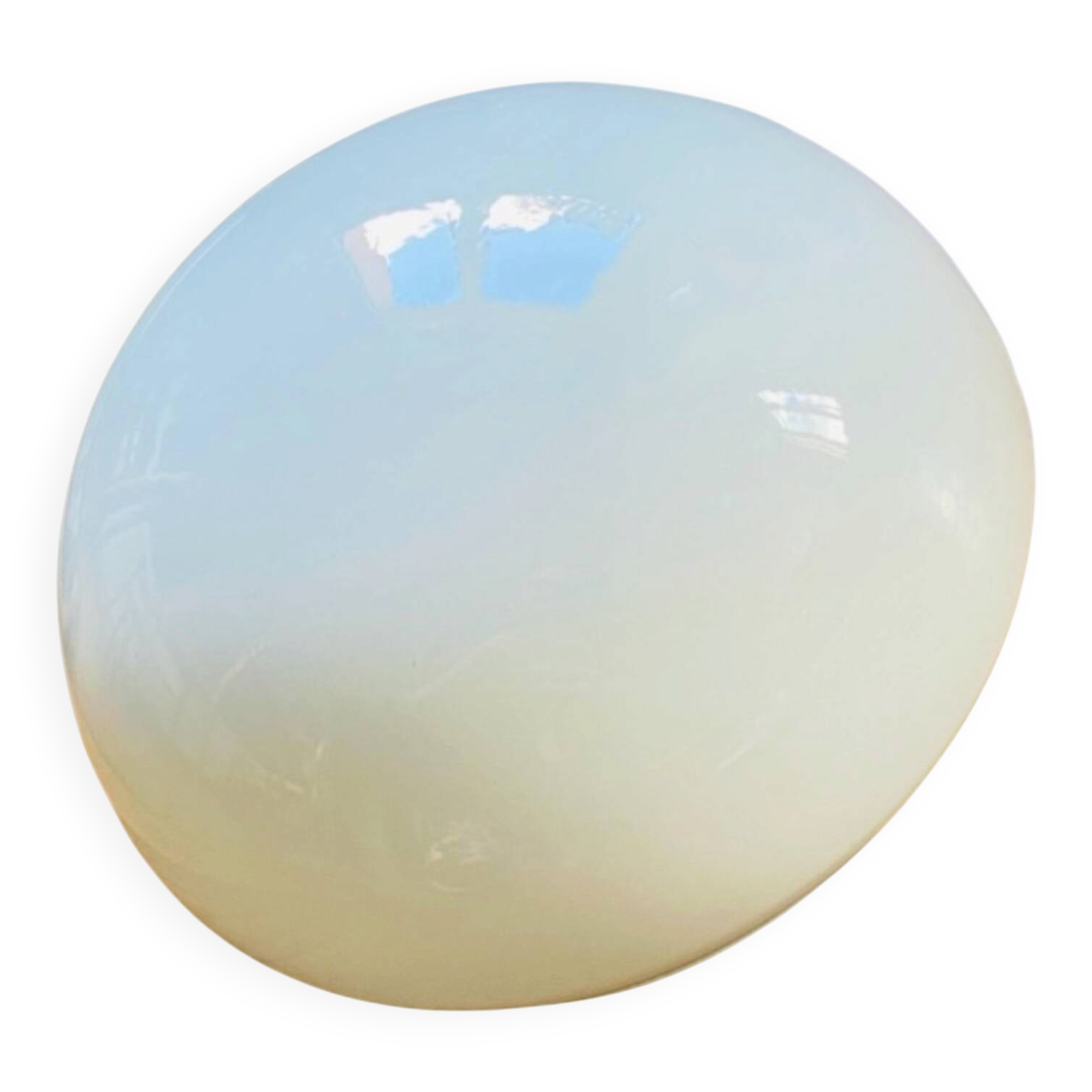 Ceiling light or half-moon wall lamp, half-spherical, 20 cm, opal glass.