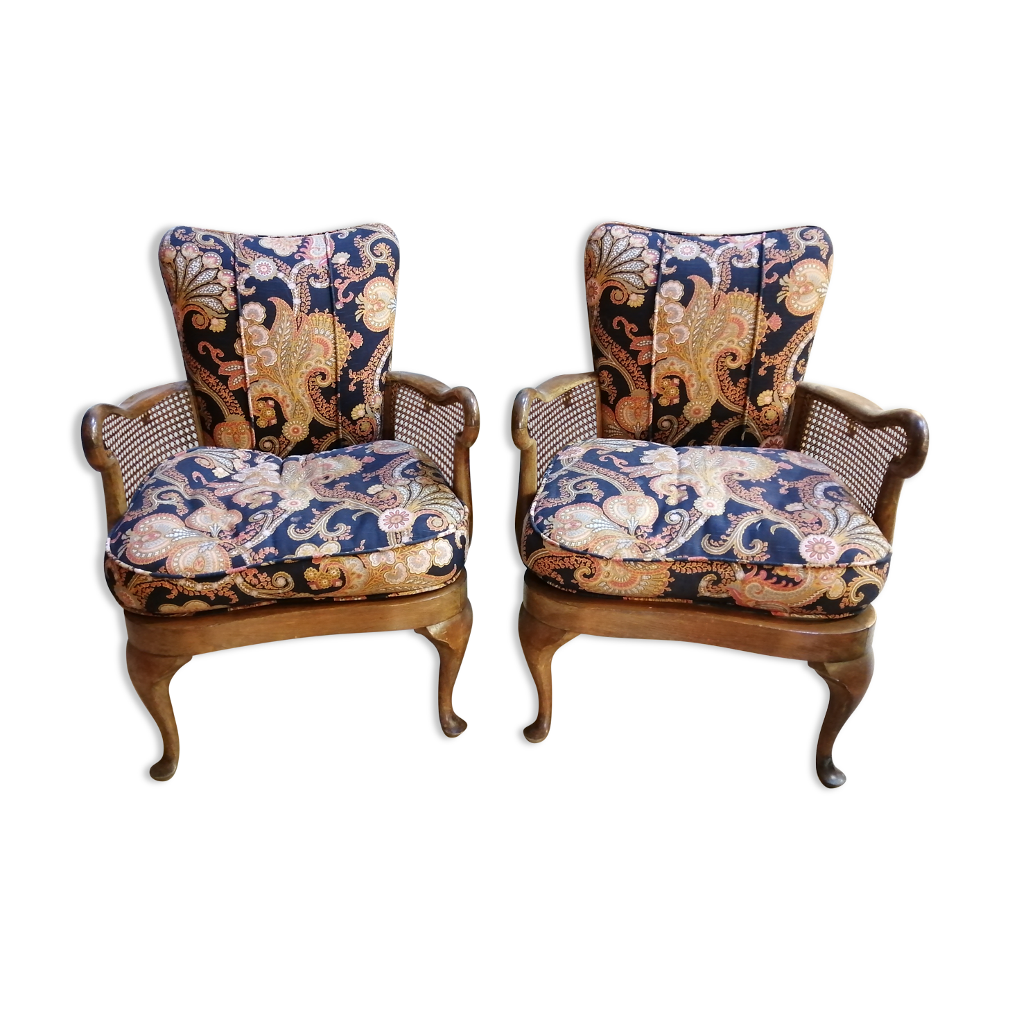 Duo of English armchairs Chippendale style