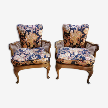 Duo of English armchairs Chippendale style