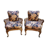 Duo of English armchairs Chippendale style