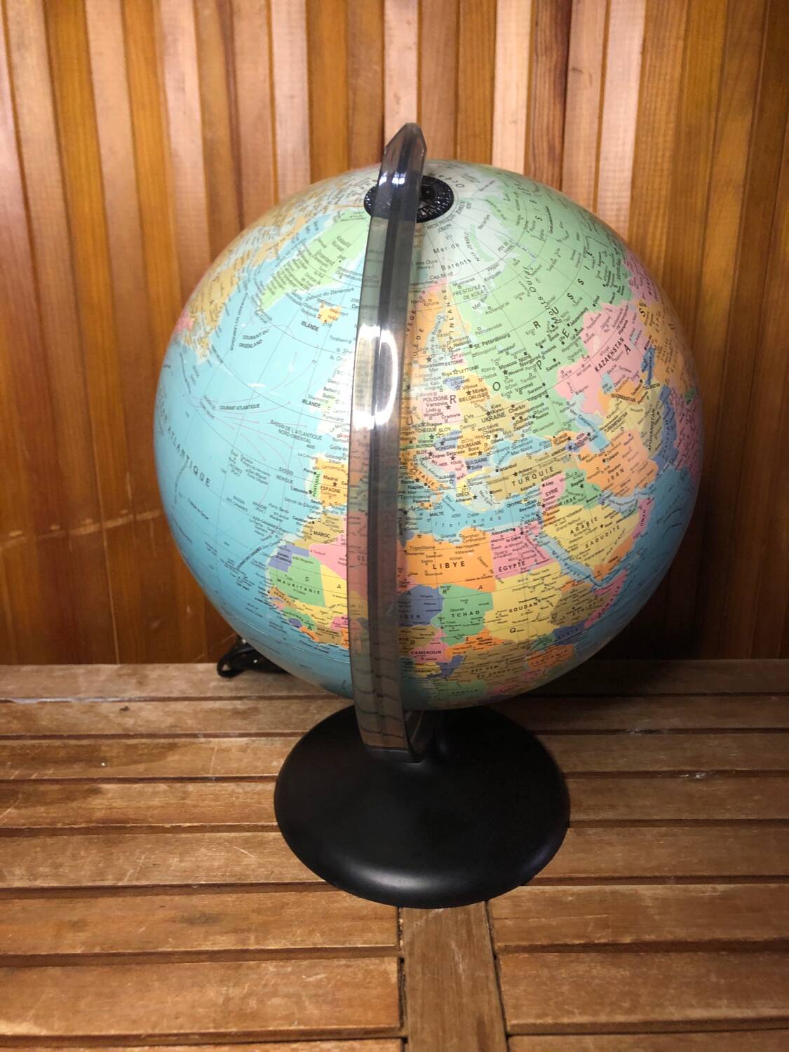 Old world map terrestrial globe sudime météore made in france vintage