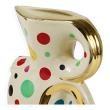 Boch Frères Pichet / Mid-Century Jug in Gold and Polka Dots, Belgium, 1950s