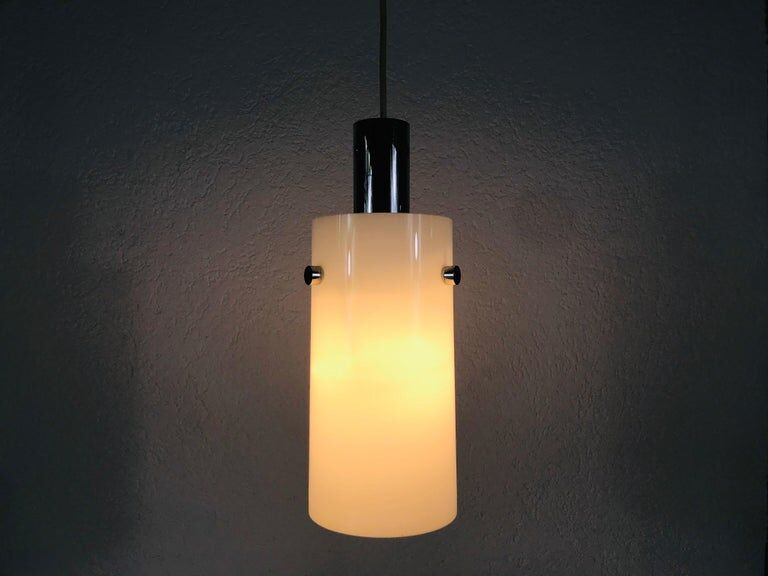 Opal glass hanging lamp from Limburg 1970