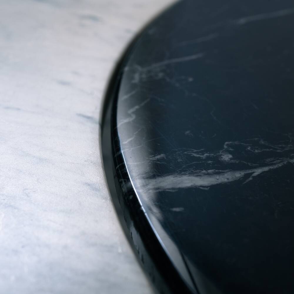 Table basse réglable en marbre noir et blanc italien, années 1980