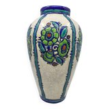 Charles Catteau vase, Kéramis Boch in tall ceramic Belgium Art Deco 1925