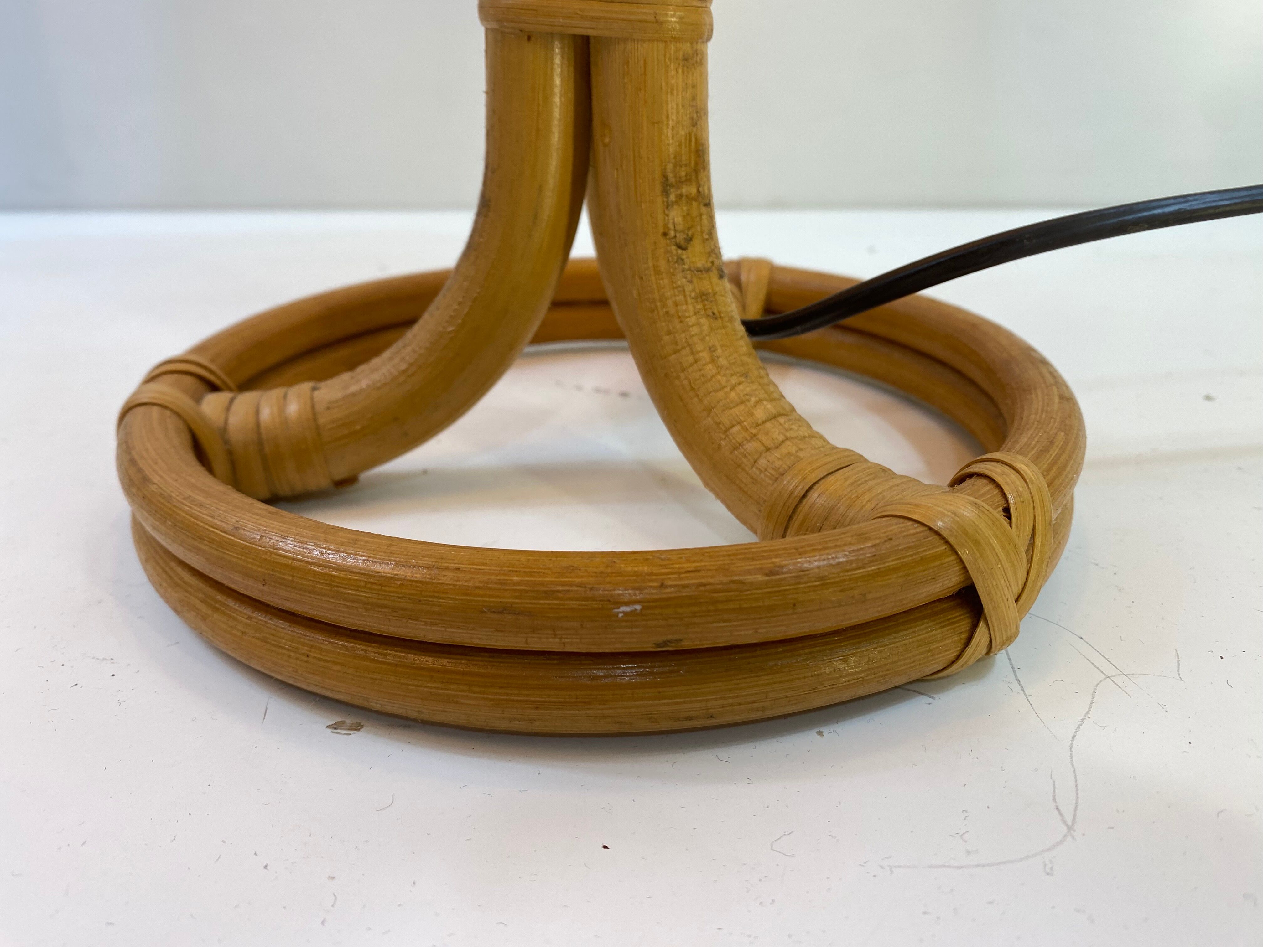 Vintage table lamp rattan and wicker 1970