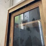 Enfilade meuble de métier chêne portes vitrées