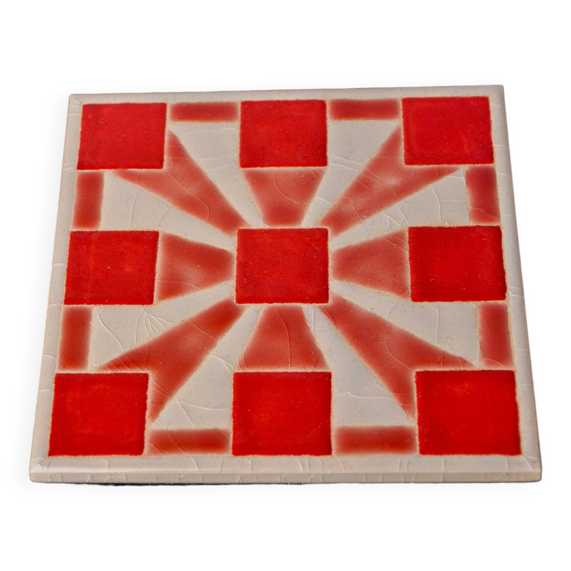 Tic-tac-toe game, enameled ceramic, Italy, 1980