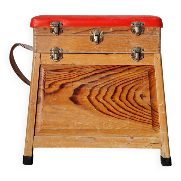 Ancien coffre de pêcheur, tabouret de métier  vintage