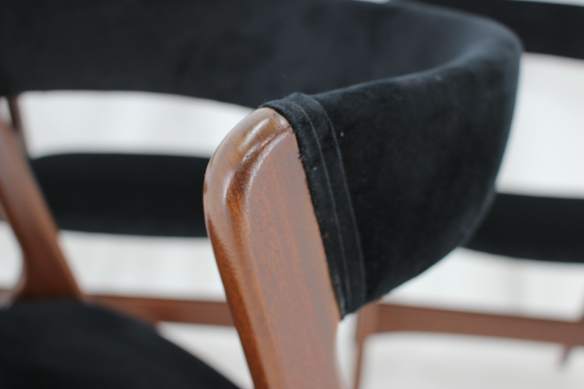 1960s Danish Teak Dining Chairs in Black Velvet