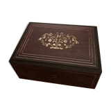 Former Napoleon III jewellery box inlaid brass marquetry, mother-of-pearl