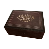 Former Napoleon III jewellery box inlaid brass marquetry, mother-of-pearl