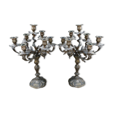 Pair of silver bronze candlesticks 7 fires 53cm