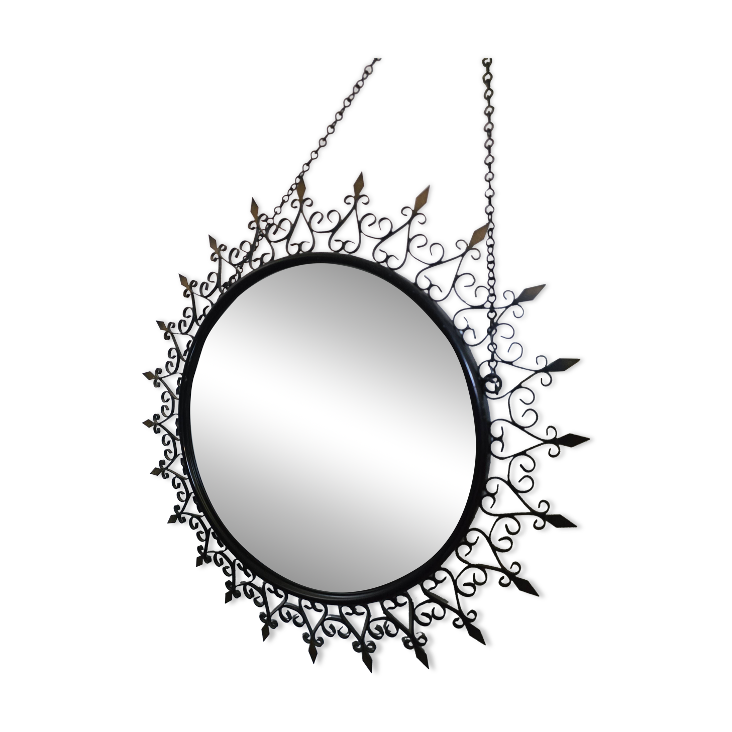 Authentic Sun Mirror Chaty Vallauris – Wrought Iron – 1950s/60s Era