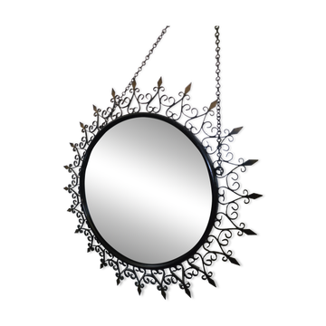 Authentic Sun Mirror Chaty Vallauris – Wrought Iron – 1950s/60s Era
