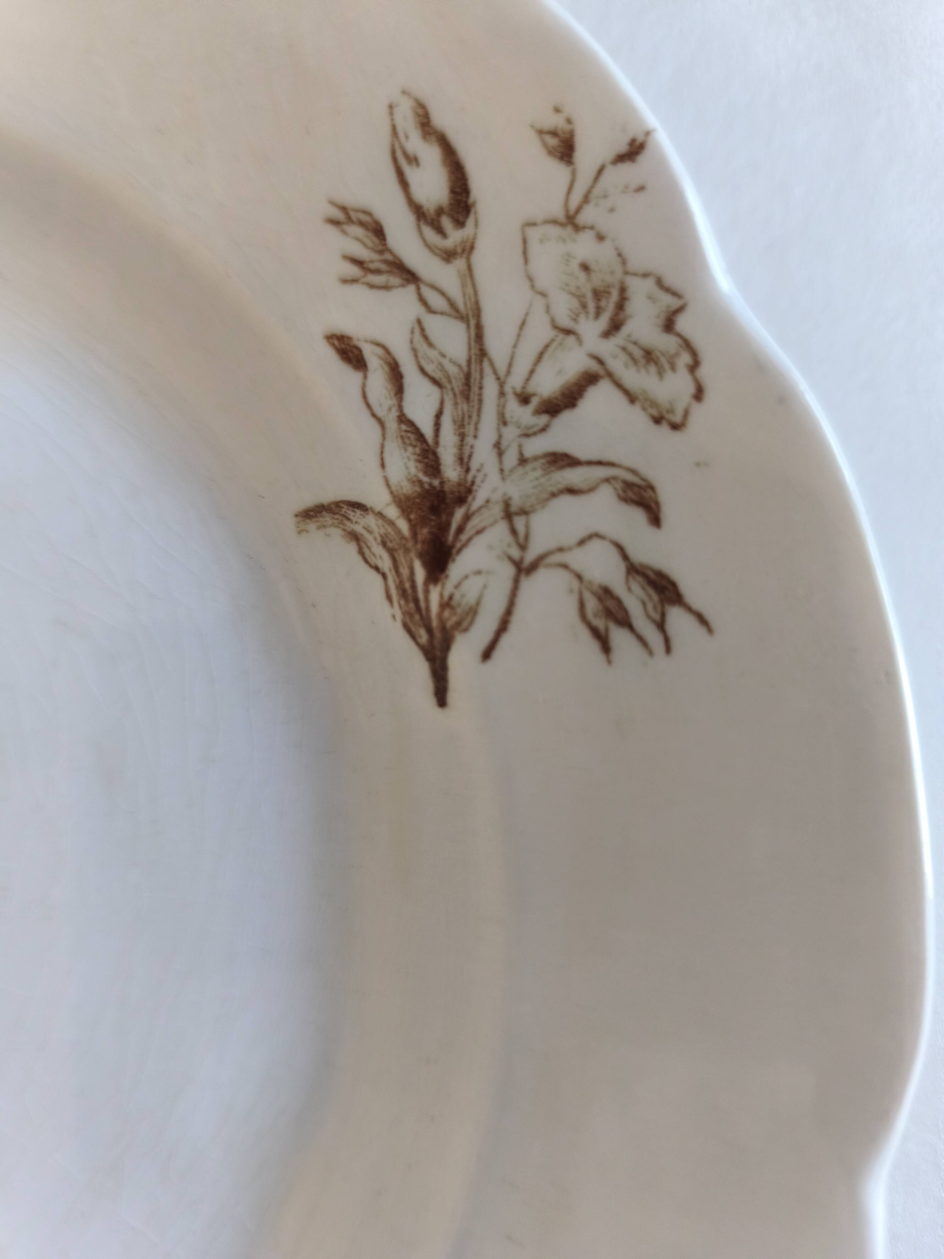 Plate with scalloped edge in antique earthenware