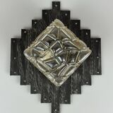 60's 70's Brutalist Wall Lamp Iron & Glass Wall Sconce