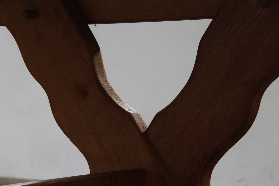 Vintage danish brutalist oak dining table