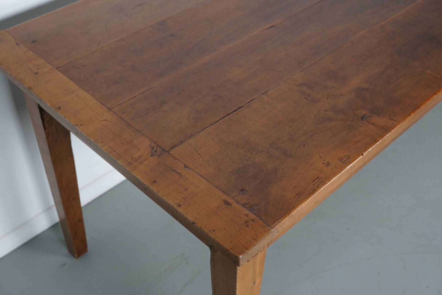 Antique Cherry Early 20th Century French Rustic Farmhouse Dining Table