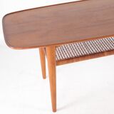 Table basse en bois et rotin