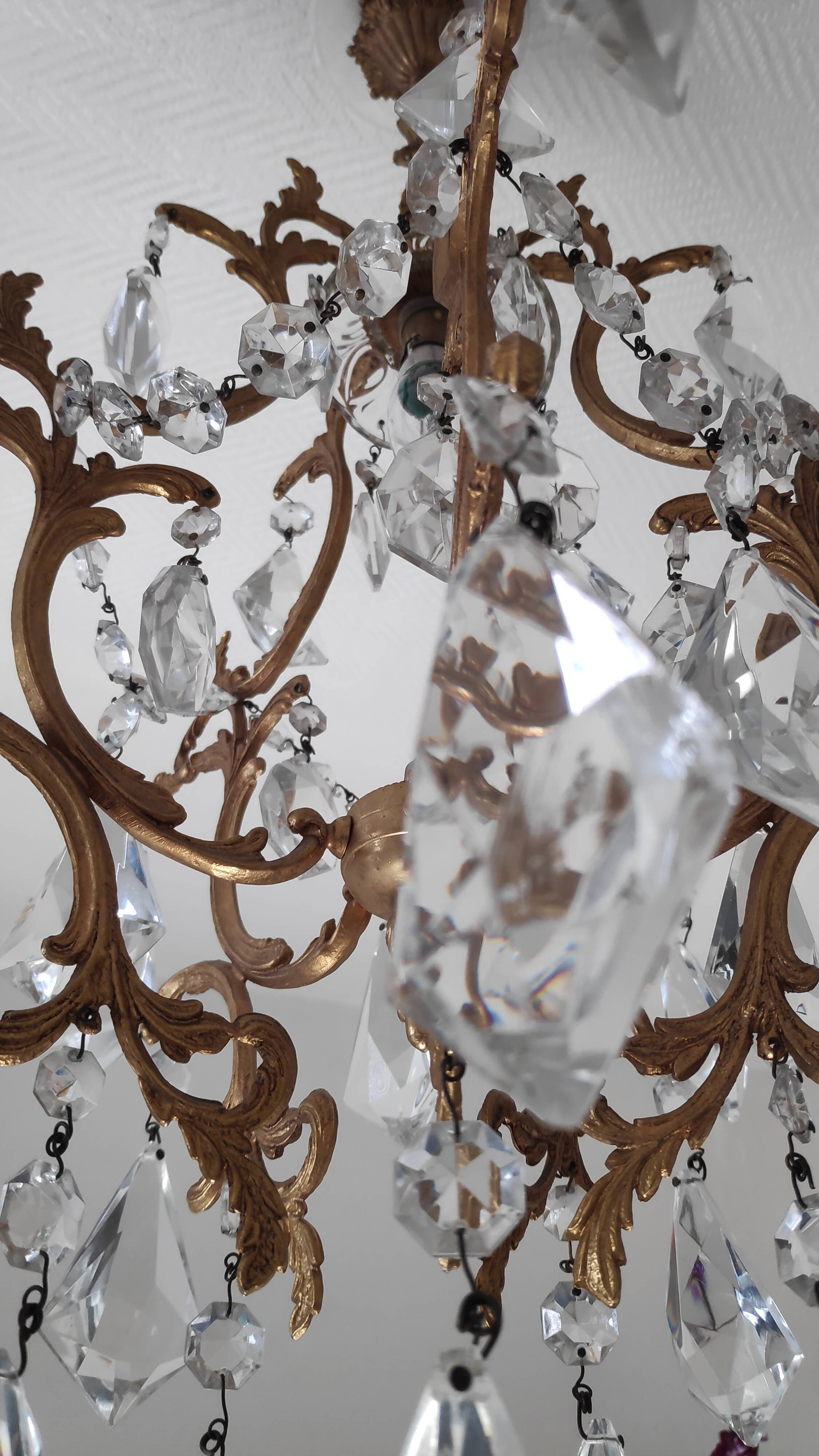 Bronze cage chandelier and crystal grapevines
