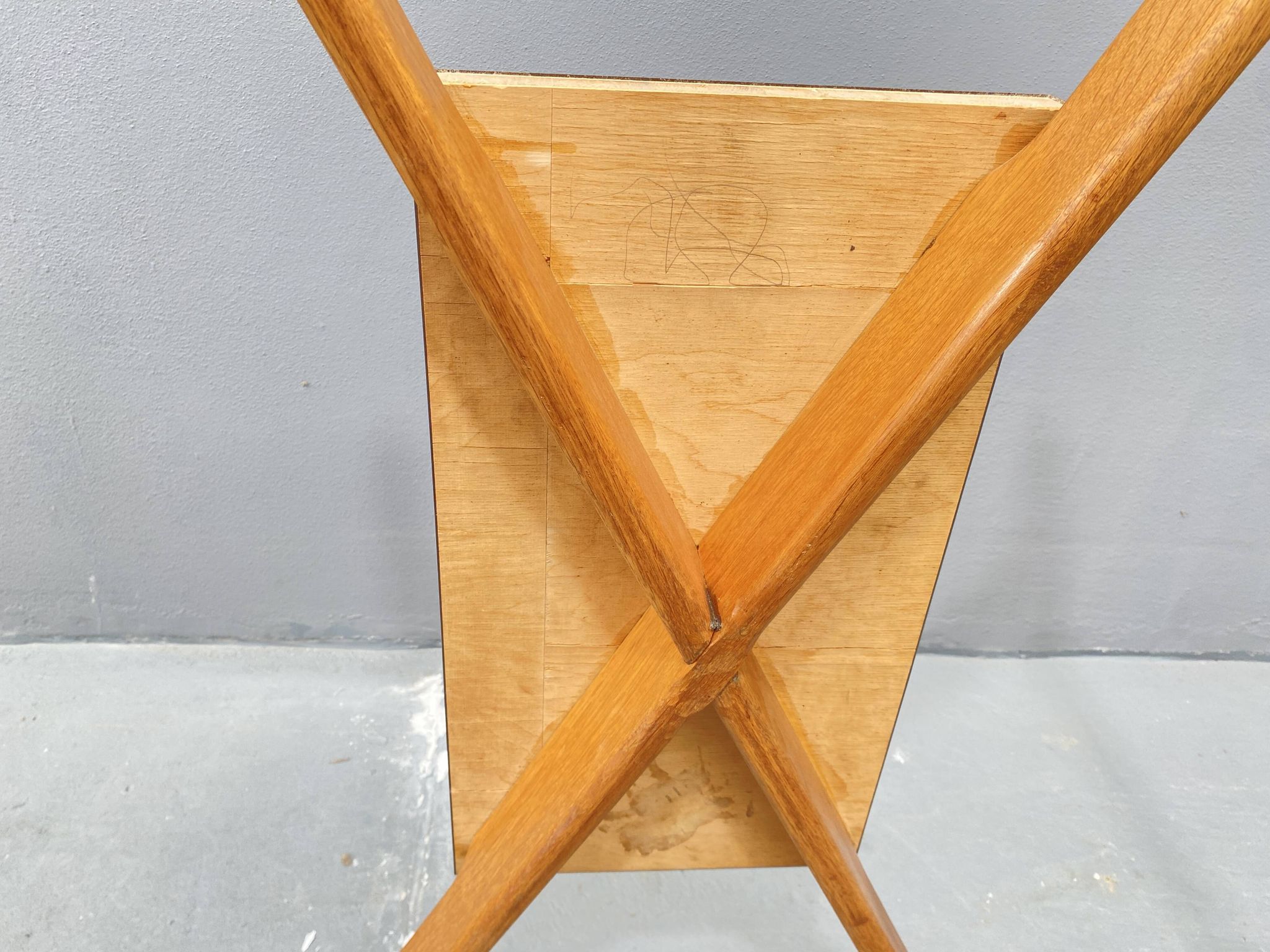 Glass coffee table with a wooden frame, 1960s, Czechoslovakia.