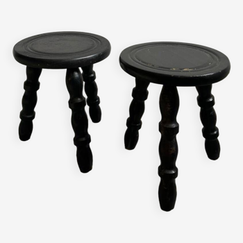 Pair of vintage tripod stools