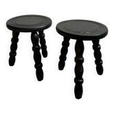 Pair of vintage tripod stools