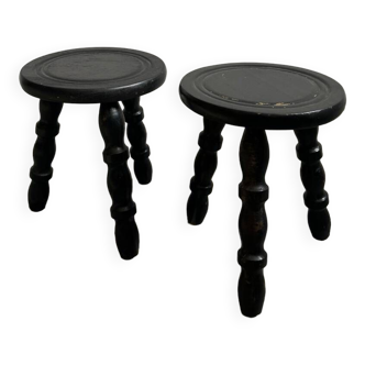 Pair of vintage tripod stools