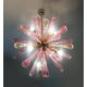 Sputnik Chandelier in Murano Glass with Gold and Pink Air Drops