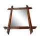 Old wooden mirror bamboo style decoration 38x45 vintage